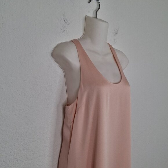 Banana Republic Satin Midi Dress Sz 6 Racerback Tiered Party Cocktail Neutral - Picture 5 of 16